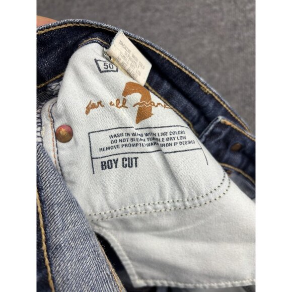 7 For All Mankind Jeans Womens 29 Blue Boy Cut Bootcut Stretch Denim Made USA - Picture 11 of 11